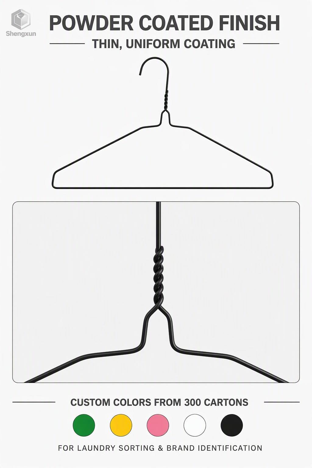 Black Coated Flat Shoulder Wire Hanger product view 8