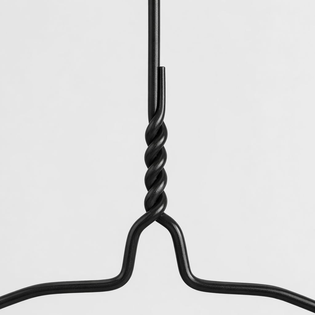 Black Coated Flat Shoulder Wire Hanger product view 2