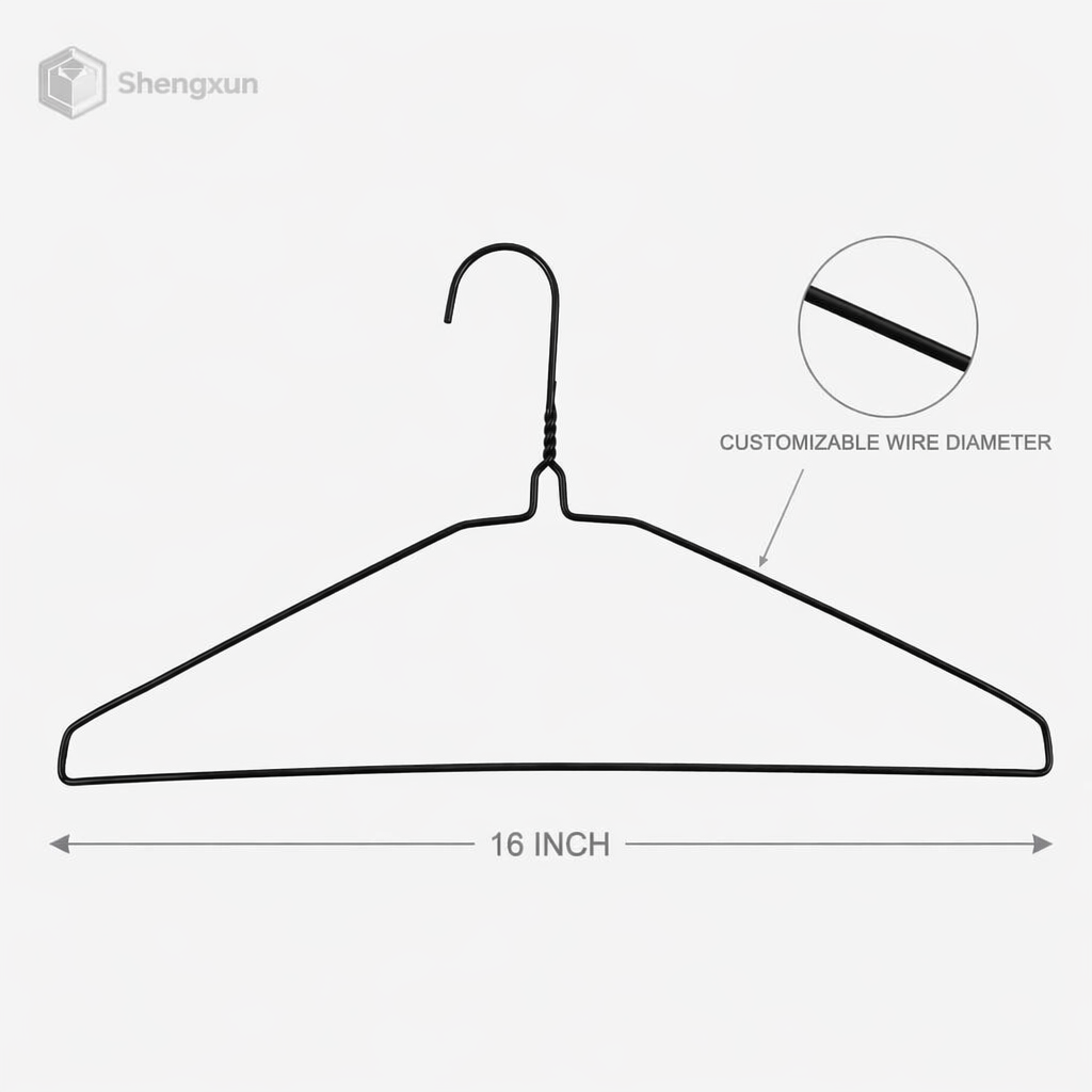 Black Coated Flat Shoulder Wire Hanger product view 4
