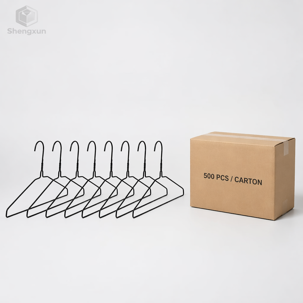 Black Coated Flat Shoulder Wire Hanger product view 5