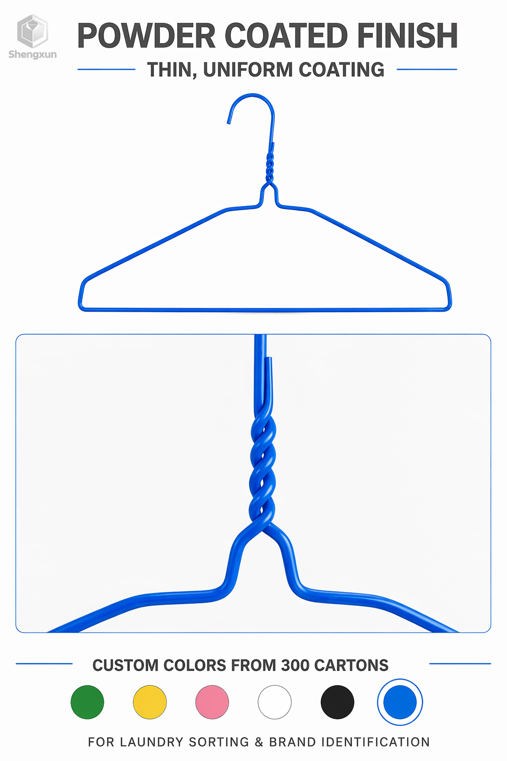 Blue Coated Flat Shoulder Wire Hanger product view 8