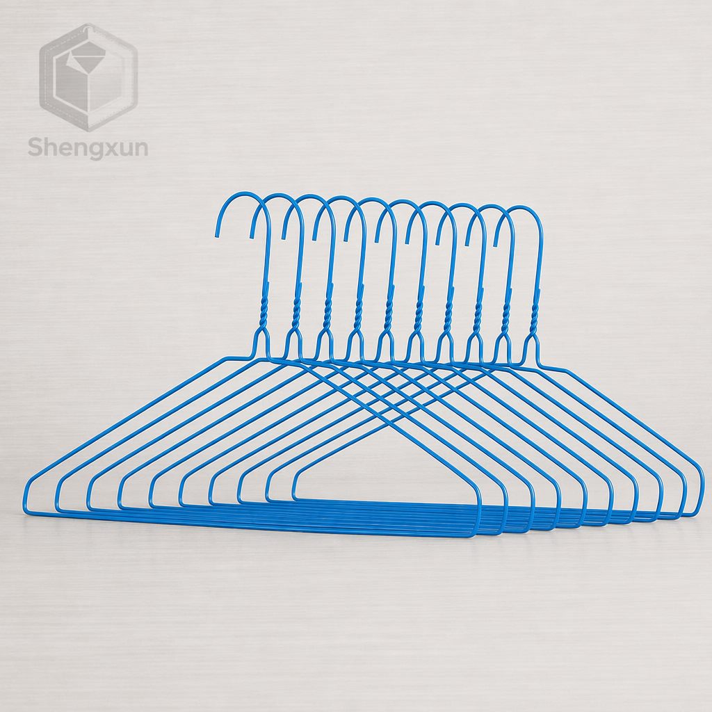 Blue Coated Flat Shoulder Wire Hanger product view 1