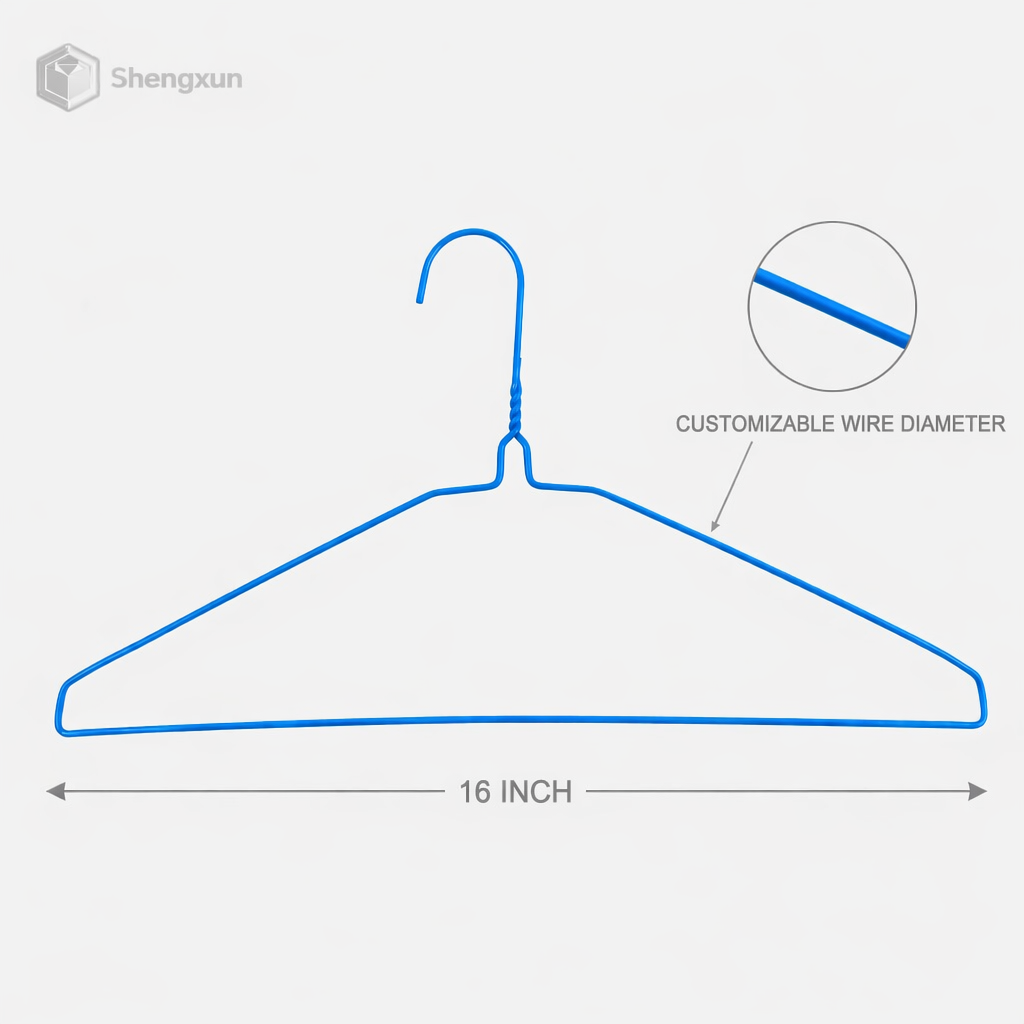 Blue Coated Flat Shoulder Wire Hanger product view 4