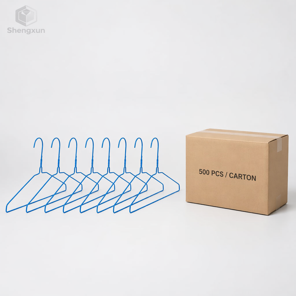 Blue Coated Flat Shoulder Wire Hanger product view 5