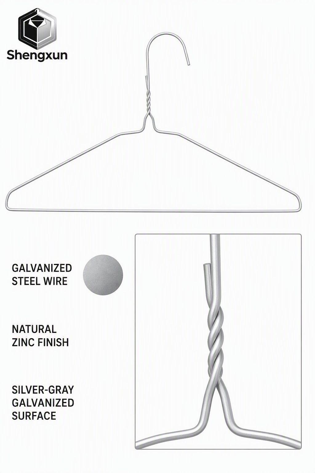 Galvanized Flat Shoulder Wire Hanger product view 8
