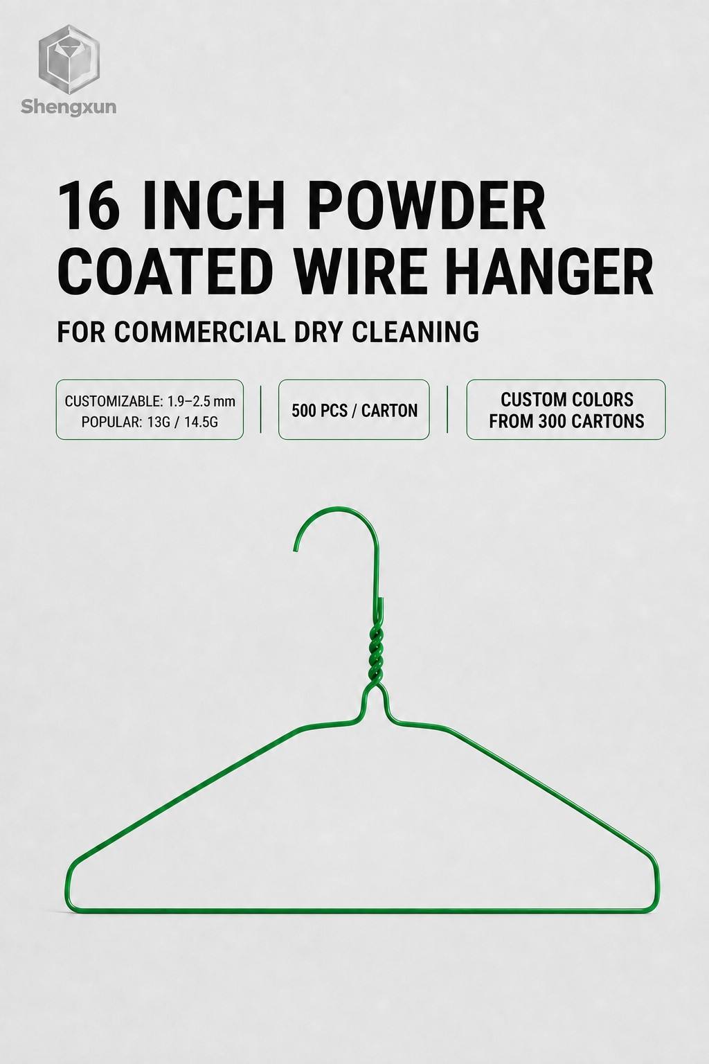 Green Coated Flat Shoulder Wire Hanger product view 1