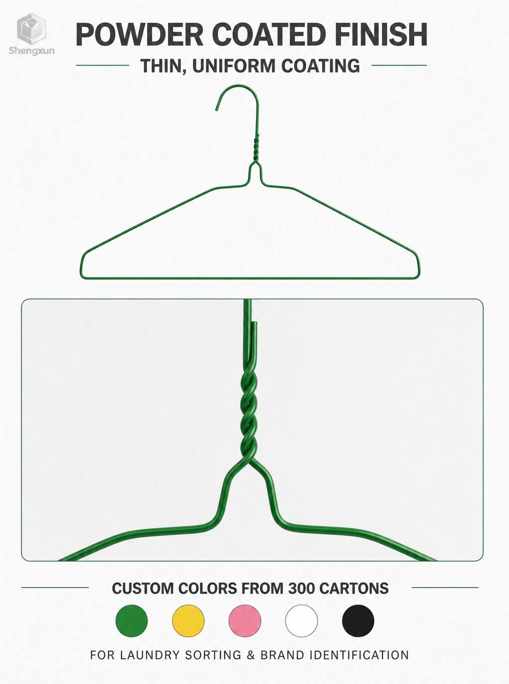 Green Coated Flat Shoulder Wire Hanger product view 3