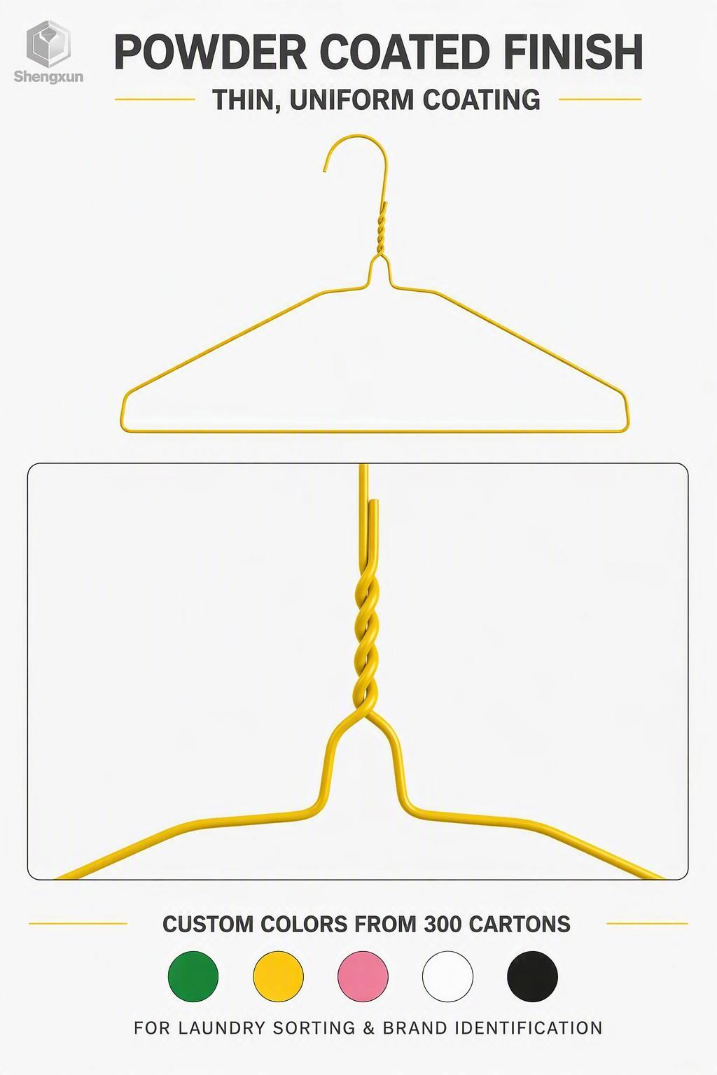 Yellow Coated Flat Shoulder Wire Hanger product view 8