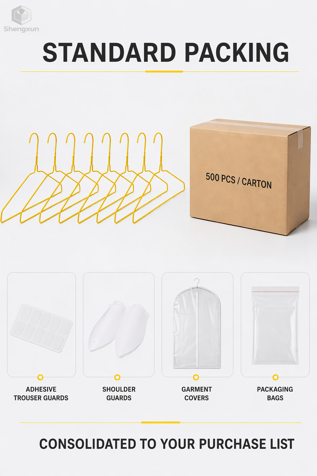 Yellow Coated Flat Shoulder Wire Hanger product view 10