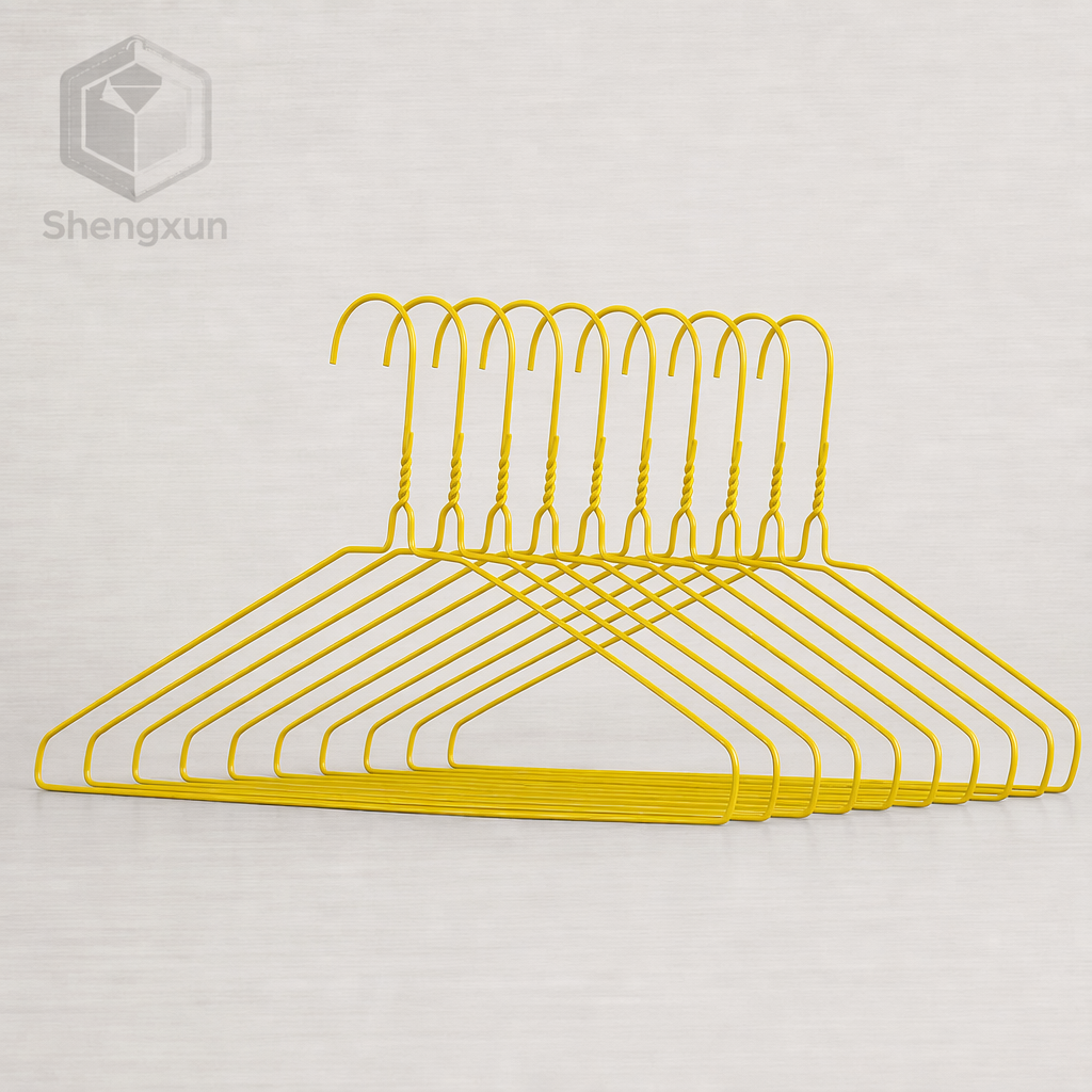Yellow Coated Flat Shoulder Wire Hanger product view 1