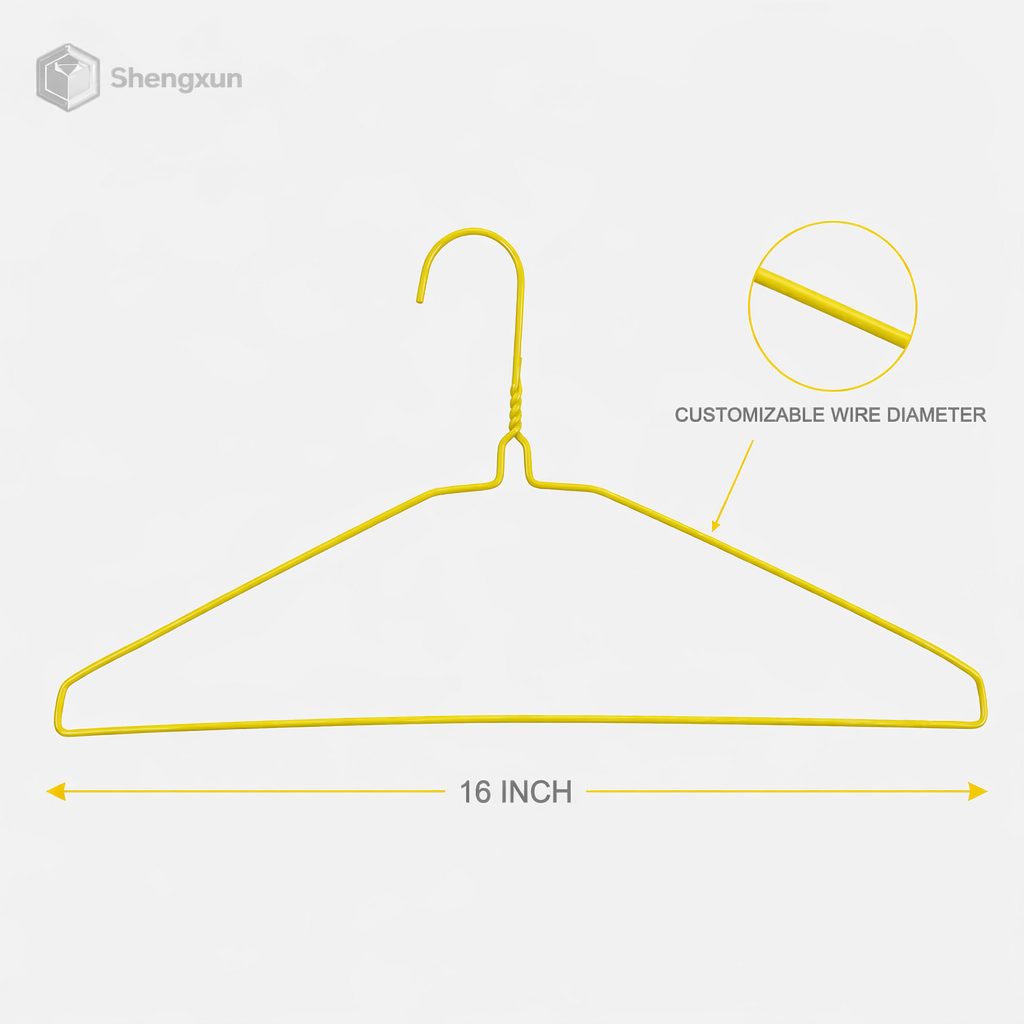 Yellow Coated Flat Shoulder Wire Hanger product view 4