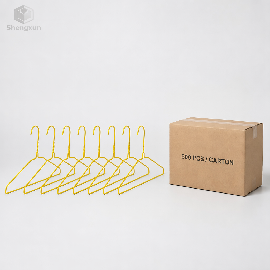 Yellow Coated Flat Shoulder Wire Hanger product view 5